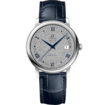 De Ville Prestige 39,5&nbsp;mm, acier sur bracelet en cuir - 42413402006002