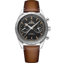 Speedmaster '57 40.5&nbsp;mm, steel on leather strap - 33212415101001